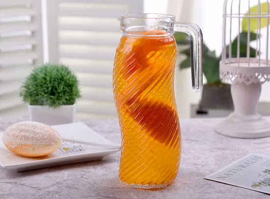 Pichet en verre silex 1L avec couvercle en plastique pour le stockage de l'eau et du jus