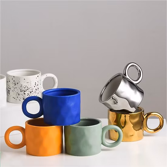 Tasse en céramique tasse en porcelaine vaisselle tasse émaillée pure ustensiles de cuisine à café décoration avec motif de couleur personnalisé logo et design