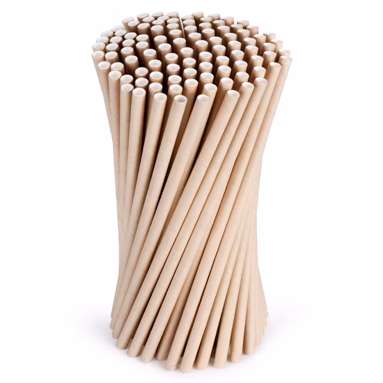 La Chine usine en gros personnalisé écologique biodégradable jetable Bubble Tea blanc brun papier paille à boire