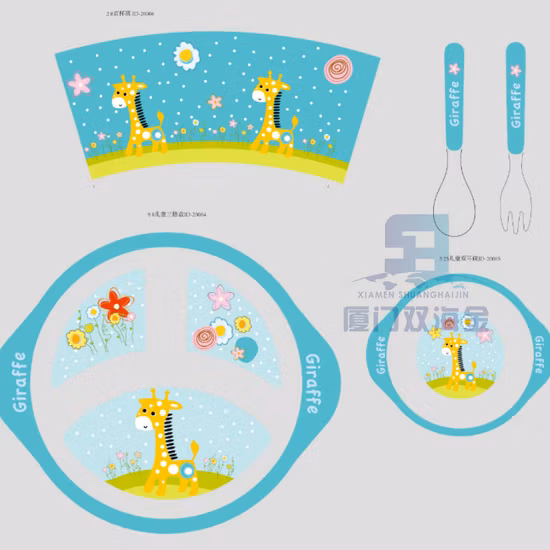 Vaisselle en mélamine en fibre de bambou pour enfants 5 PCS