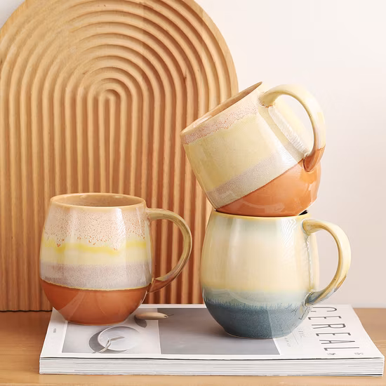 Tasse en céramique tasse de vaisselle en porcelaine tasse émaillée pure ustensiles de cuisine décoration avec motif de couleur personnalisé conception de logo Customizalle